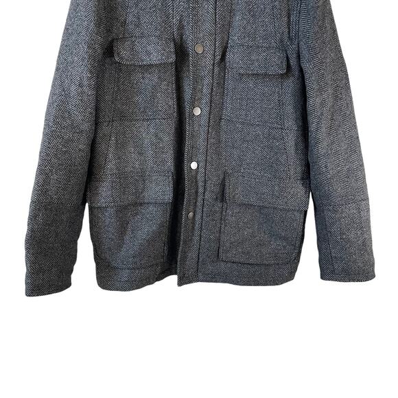 DKNY Mens Wool Blend Herringbone Full Zip Coat Jacket Black Small Classic Career - Picture 4 of 9